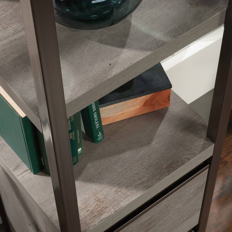 Wood Narrow Bookcase with Thick Shelves, Brown - 16.54" W x 16.54" D x 72.05" H