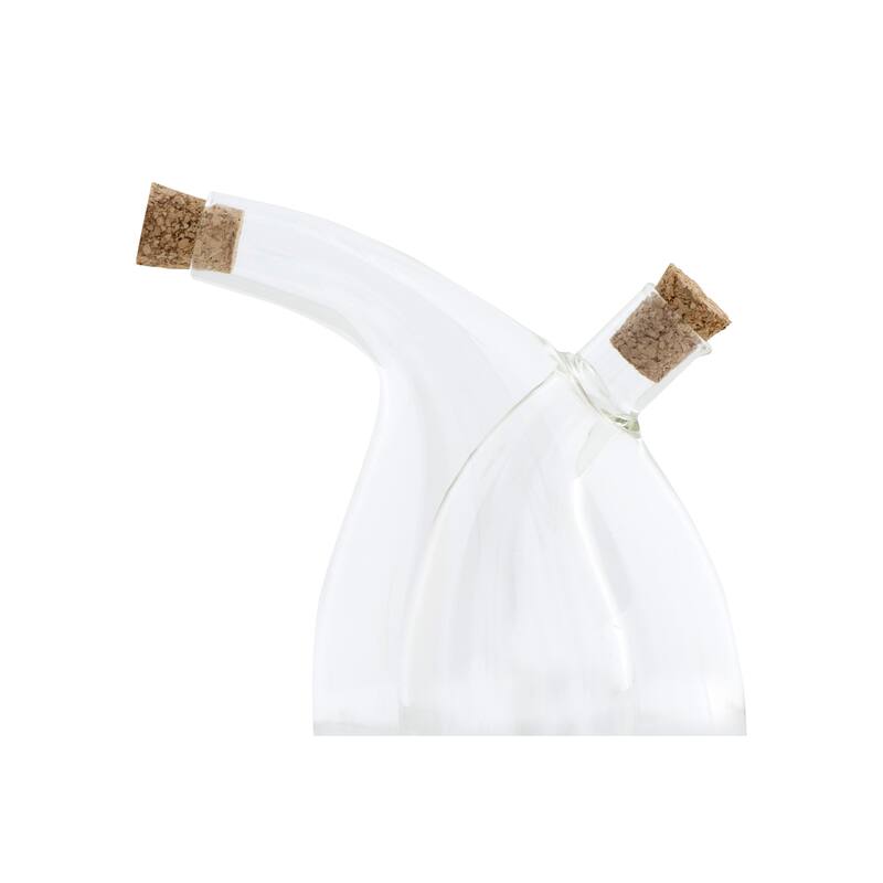 Handblown Glass Two in One Oil & Vinegar Cruet with Cork Stoppers - 3.5"L x 3.5"W x 6.0"H