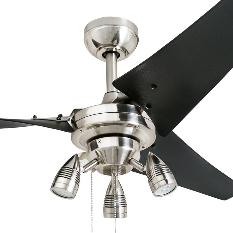 56" Honeywell Phelix Brushed Nickel Contemporary Indoor LED Ceiling Fan with Light, Pull Chain