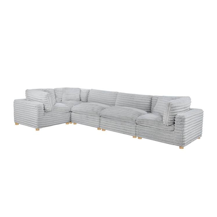 Best Quality Furniture 4-Piece Section Corduroy Modular