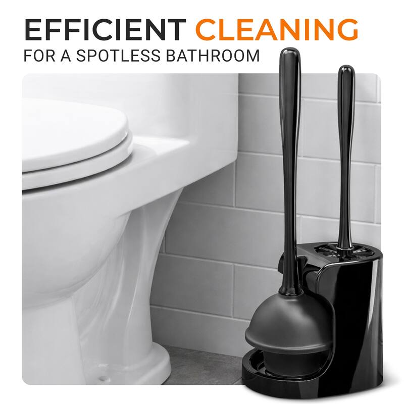 Cheer Collection Toilet Plunger And Bowl Brush Set With Holder