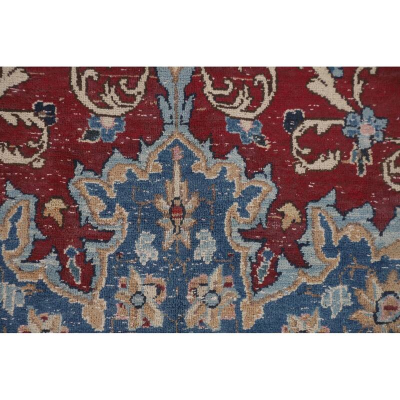 Distressed Mashad Persian Vintage Area Rug Hand-Knotted Wool Carpet - 8'5" x 11'5"