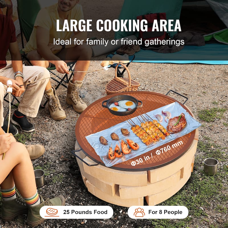 Anmytek 30 Inch Round Fire Pit Grill Grate with Handles