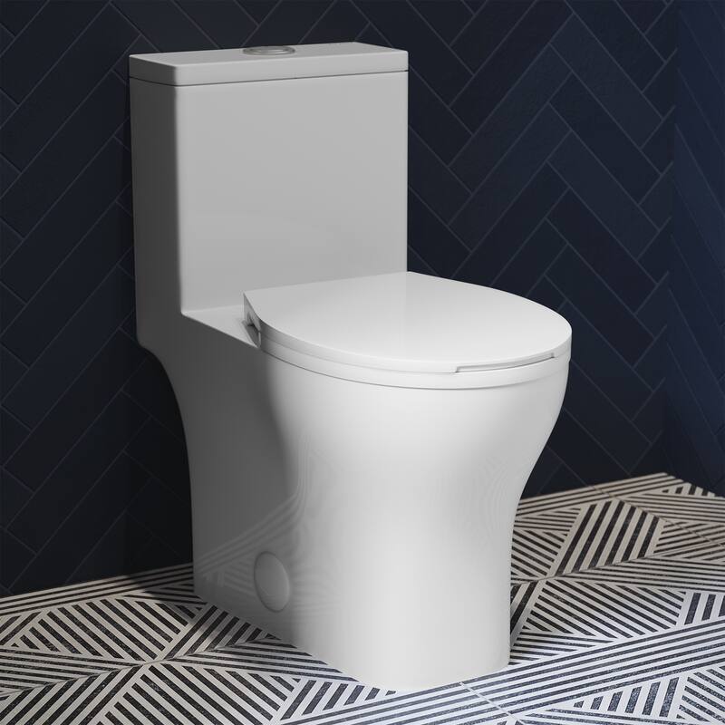 Interlaken Iii One-Piece Round Toilet Vortex Dual-Flush 0.95/1.26 Gpf - 25.4" x 13.95" 28.75"