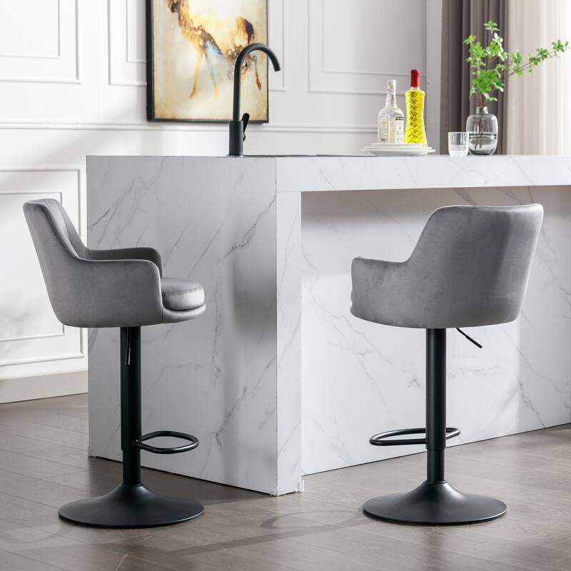 Bar Stools Set of 2,Adjustable Barstools with Back and Footrest, Counter Height Bar Chairs for Kitchen,Pub