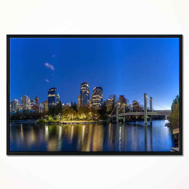 Designart "Calgary Skyline" Cityscape Photography Framed Canvas Art Print Bed Bath & Beyond