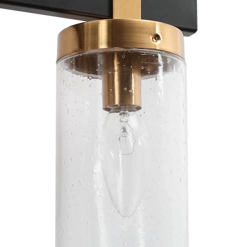 Yilia Modern Black Gold 4-Light Linear Bathroom Vanity Light Glass Wall Lighting - 28" L x 5" W x 8.5" H