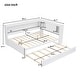 preview thumbnail 4 of 10, Full Size Wood Daybed with Storage Shelves, USB, LED Lights, and Trundle