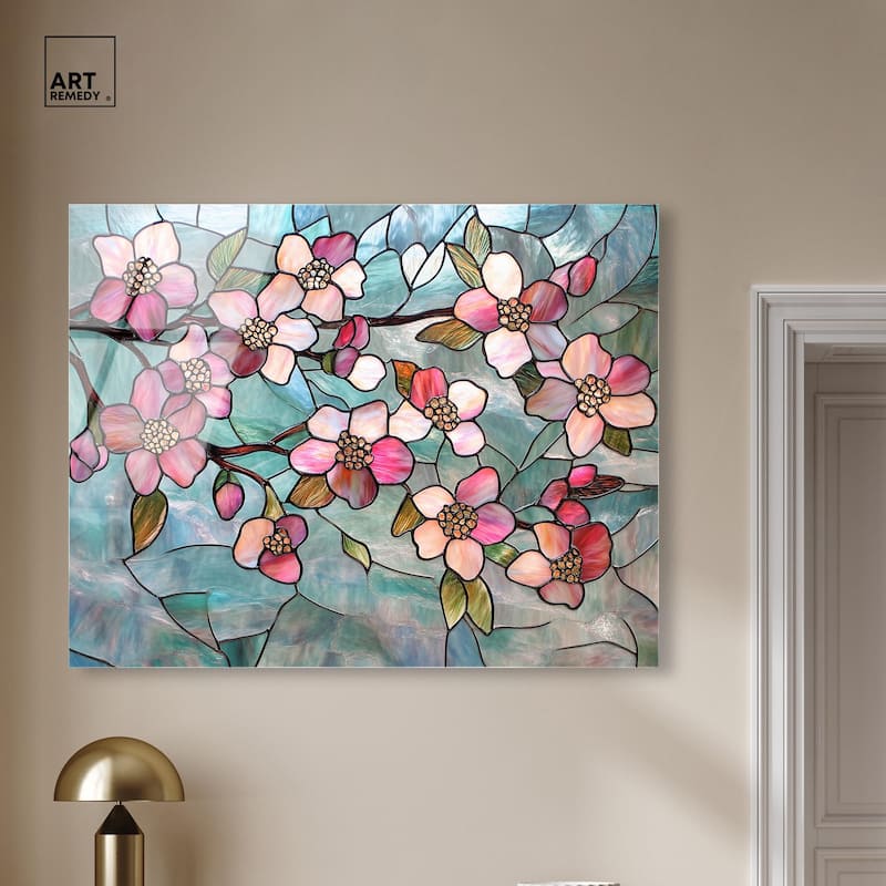Shimmering Spring Blossoms I Acrylic by Art Remedy, Ready to Hang