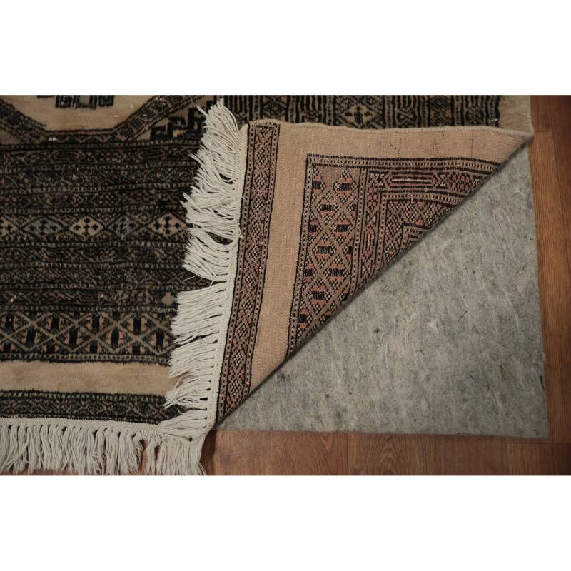 Hand Knotted Oriental 100% Wool Carpet Traditional Geometric Beige & Ivories Bokhara Area Rug - 5' 11'' X 6' 1''