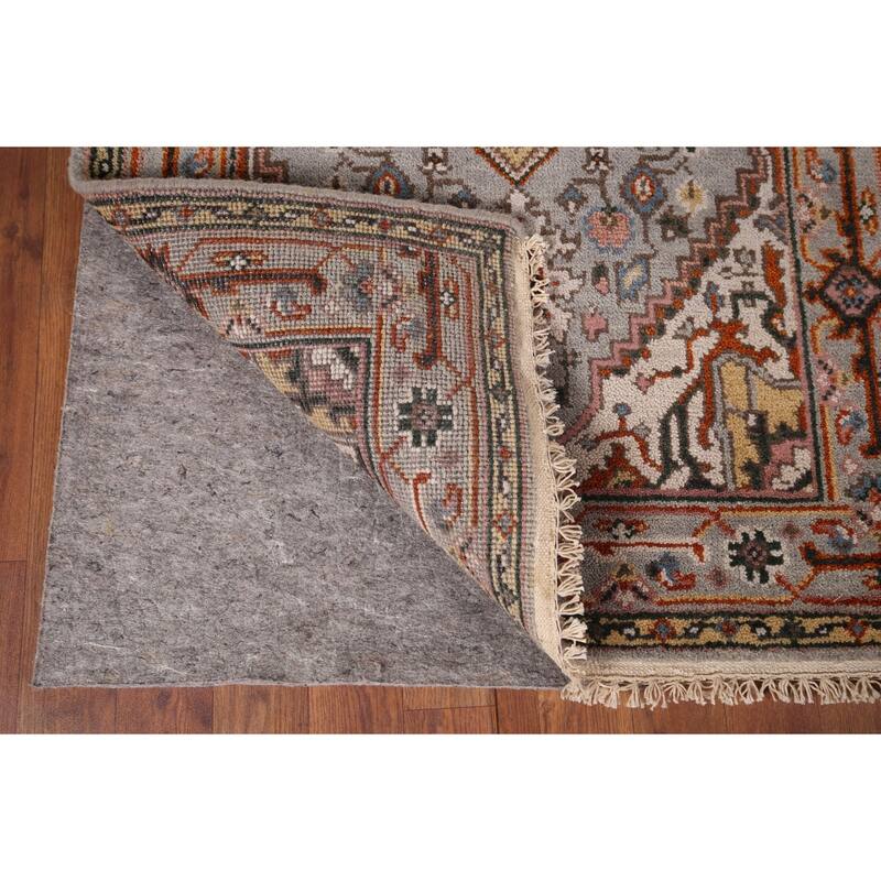 Gray Geometric Heriz Serapi Oriental Accent Rug Handmade Wool Carpet - 2'10"x 5'5"