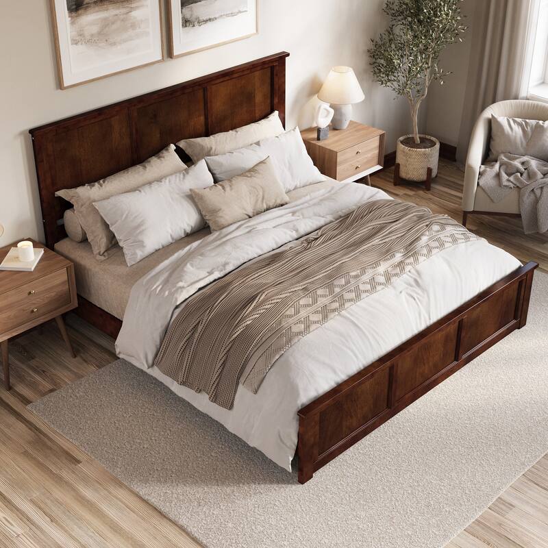 Charlotte Solid Wood Low Profile Platform Bed with Matching Footboard