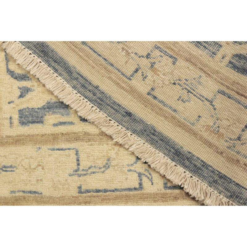 Hexagonal Trellis Floral Hand-Knotted Wool Area Rug