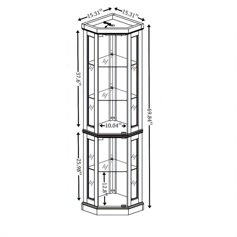 Corner Curio Cabinet with Lights-Stylish Glass Display Case for Living Room, Bar Storage & Collectibles