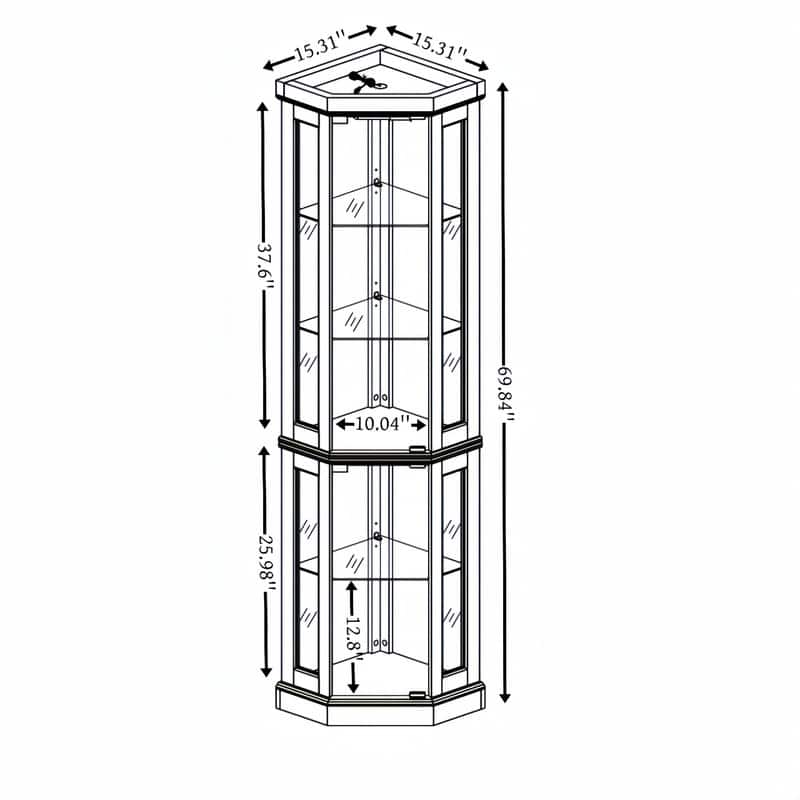 Stylish Corner Display Cabinet with Built-In Lights – Ideal for Showcasing Collectibles, Glassware, or Decor.