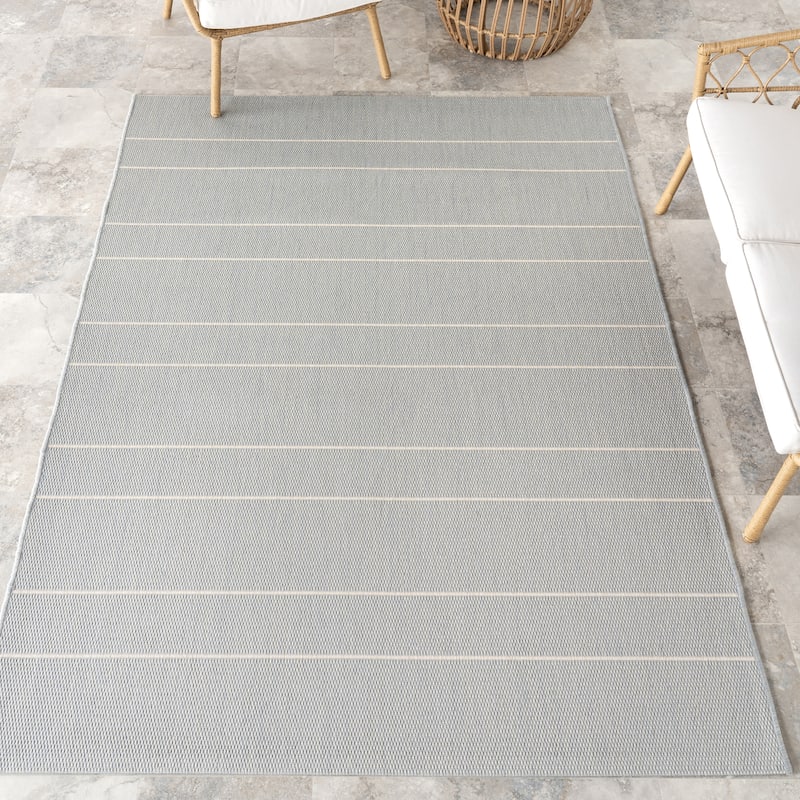 Nuloom Sharyl Modern Striped Indoor/Outdoor Area Rug - 4' x 6' - Slate Blue - Rectangle
