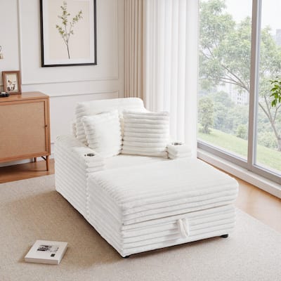 Modern Oversize Plush Corduroy Accent Chair Chaise Lounge with Storage Ottoman