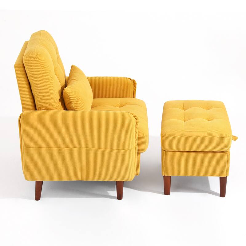 Adjustable Backrest Lounge Accent Chair Set with Storage Ottoman