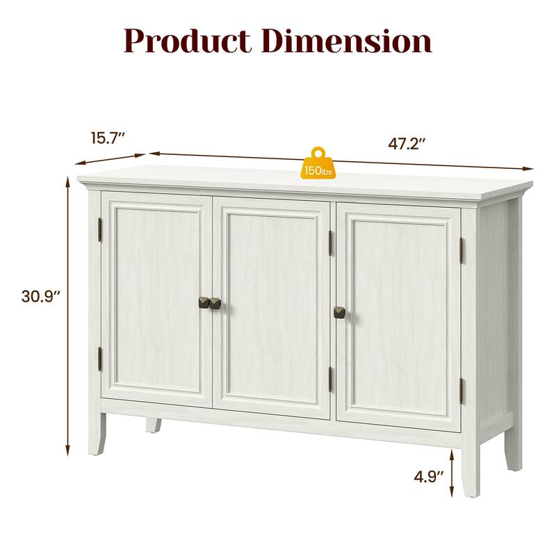 3-Door Buffet Cabinet with Adjustable Shelves