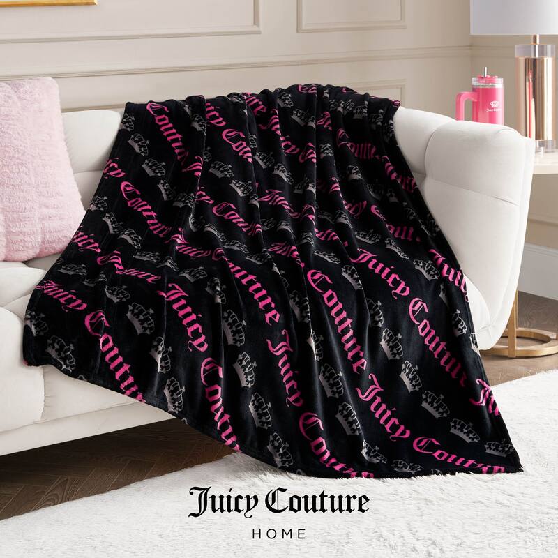 Juicy Couture Holiday Plush Throw Blankets