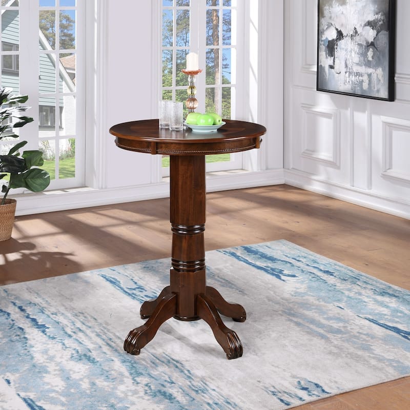Florence 30-inch Round Wood Pub Table - Cappuccino