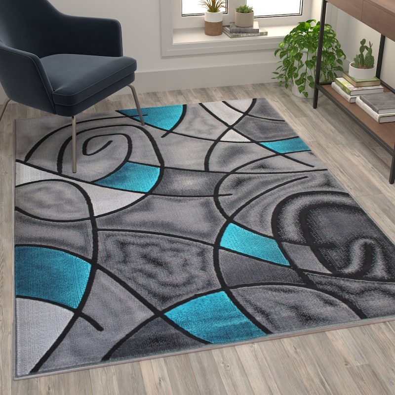 Modern Olefin Accent Area Rug - Abstract Pattern