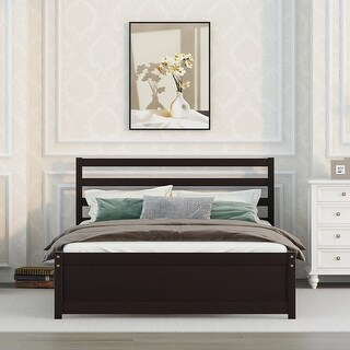 Full Size Wood Platform Bed Frame with Headboard