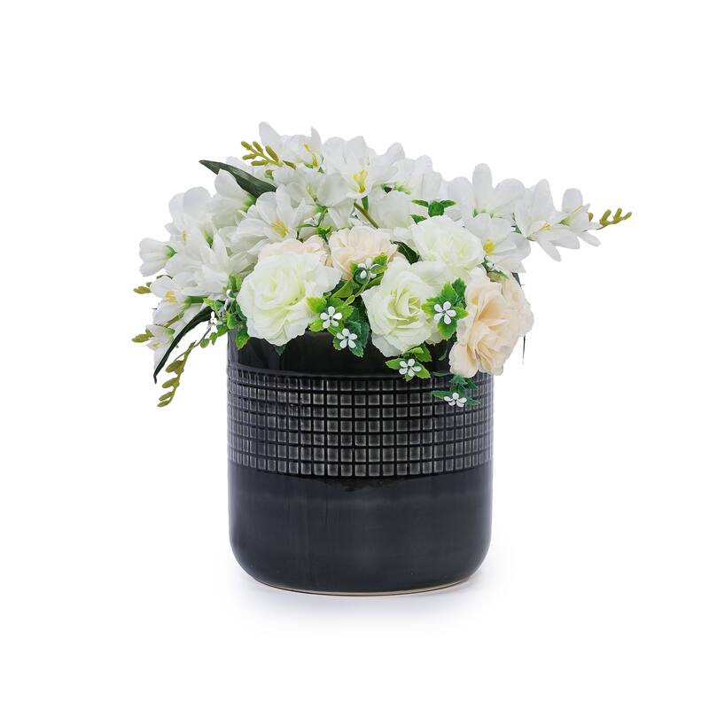 3 Pieces Modern Planter for Patio Black