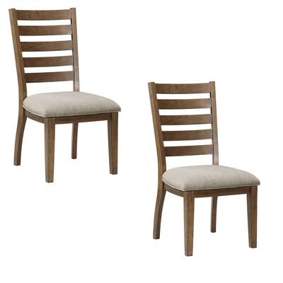 Brown/Beige Fabric Upholstered Wood Frame Dining Chair, Set of 2, Sturdy Dining Chair for Dining Rooms - 19