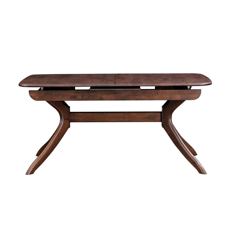 Furniture of America Abigail IV Mid-Century Modern Walnut Extendable Self-Storing Dining Table