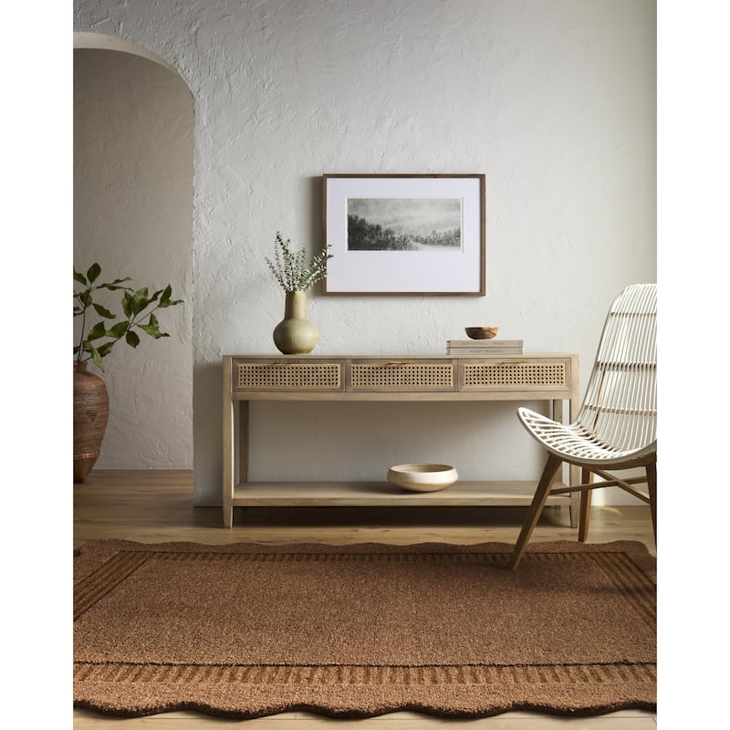 Livabliss Scalloped Modern & Contemporary Area Rug - Dark Brown - 2' x 3'