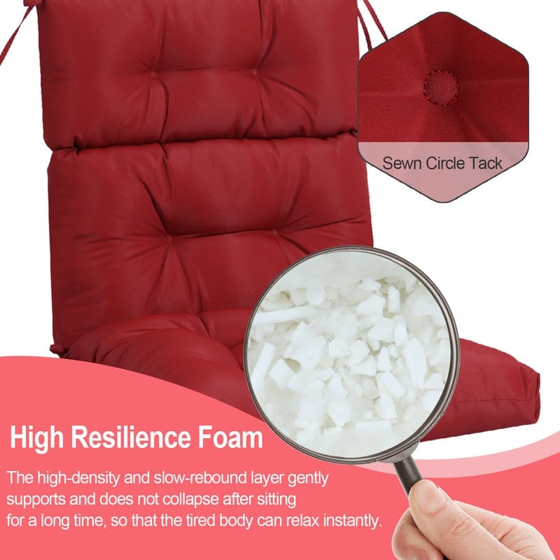 2 Pcs Set High Back Patio Chair Cushions, 44'' x 22''x 4''Tufted Rocking Chair Cushions, for Garden Porch Home Office Chair Use