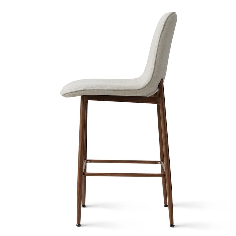 26" Seat Height Upholstered Counter Height Bar Stools with Walnut Metal Leg (Set of 3)