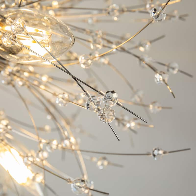 CraftHome Firework Chandelier Stainless Steel Crystal 8-lights Globe Chandelier Lighting in Chrome - W 20"
