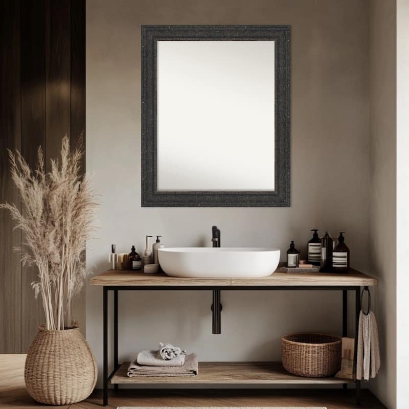 Attic Aged Non-Beveled Wood Framed Bathroom Vanity Wall Mirror
