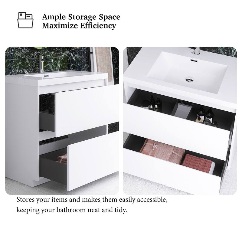 Floating Bathroom Vanity with Integrated Resin Top