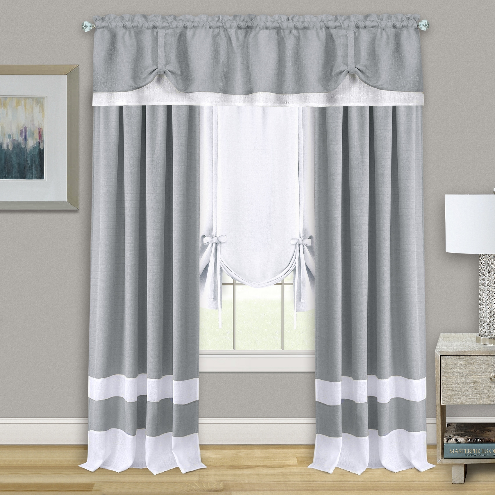 Darcy Window Curtain Tie Up Shade - 58x63-image