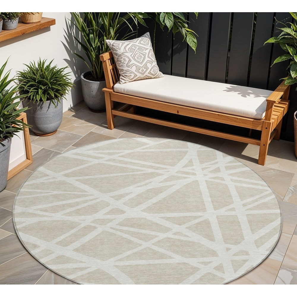 HomeRoots Geometric Transitional Rectangle Outdoor Rug