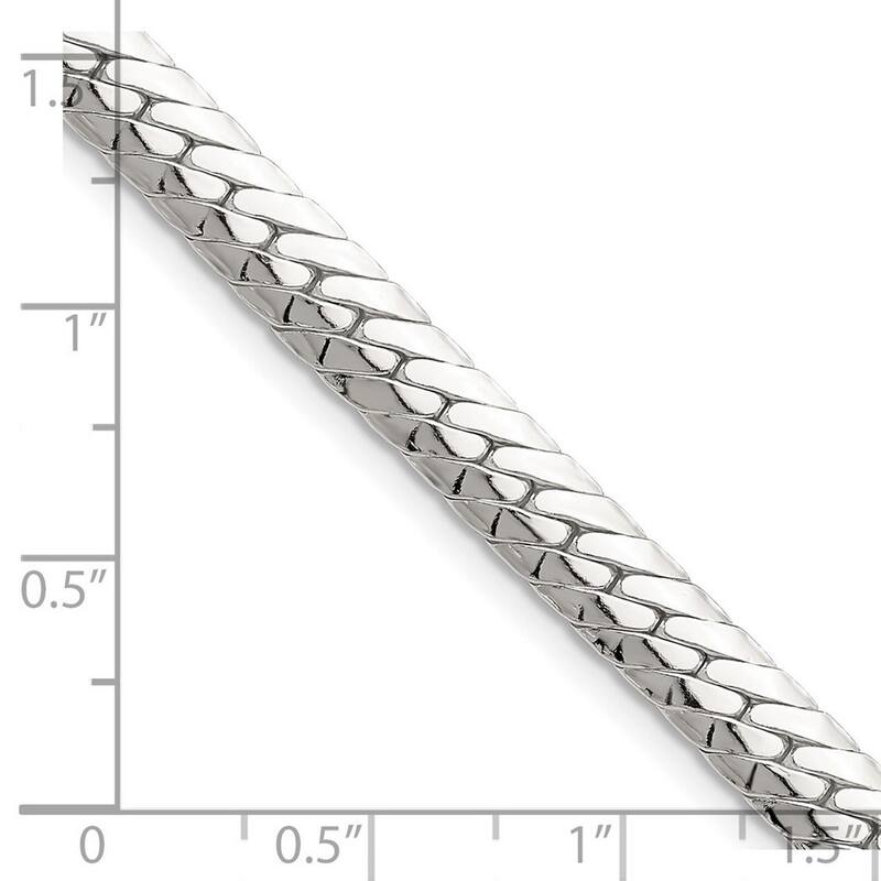 Curata 925 Sterling Silver 6.25mm Double Oval Flat Curb Chain Necklace for Men