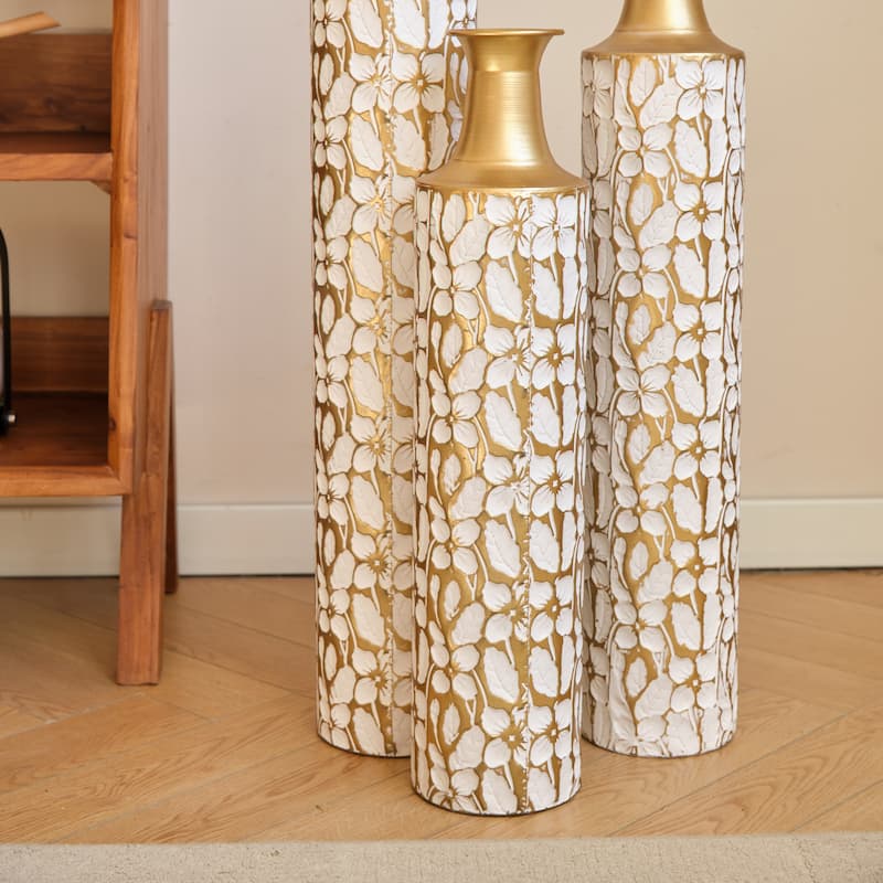 Floor Vases Gold Large Vases - 32/28/24 inch Decorative High Vases Set of 3 for Home Decor Vintage Large Vases