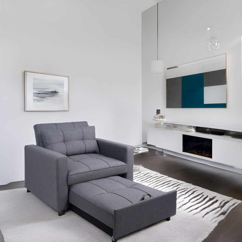 3-in-1 Convertible Recliner Chair Bed - Modern Upholstered Foldable Sleeper Lounge Sofa for Small Spaces