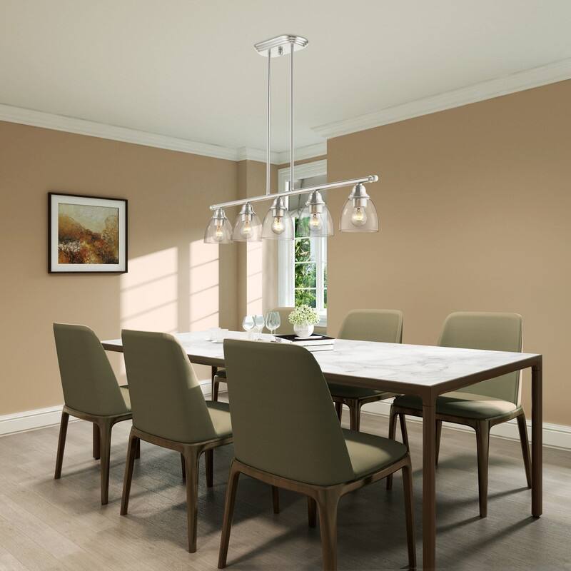 Livex Lighting 5 Light Brushed Nickel Linear Chandelier, 46338-91 - 45" L x 5" W x 14.25" - 44.25" Adj. H