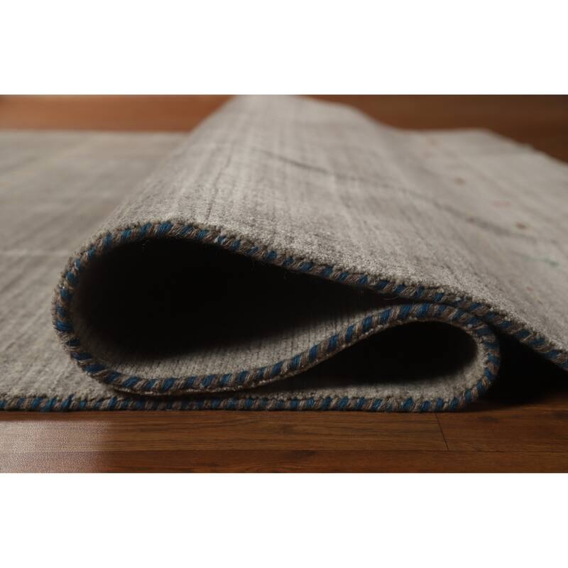 Hand Knotted Oriental 100% Wool Carpet Tribal Animal Pictorial Greys & Charcoal Gabbeh Area Rug - 9' 9'' X 7' 11''