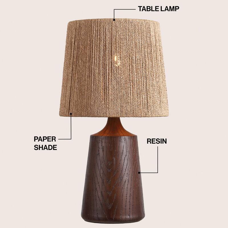 Highland 22.25" Resin/Metal LED Table Lamp with Paper Rope Shade, By JONATHAN Y
