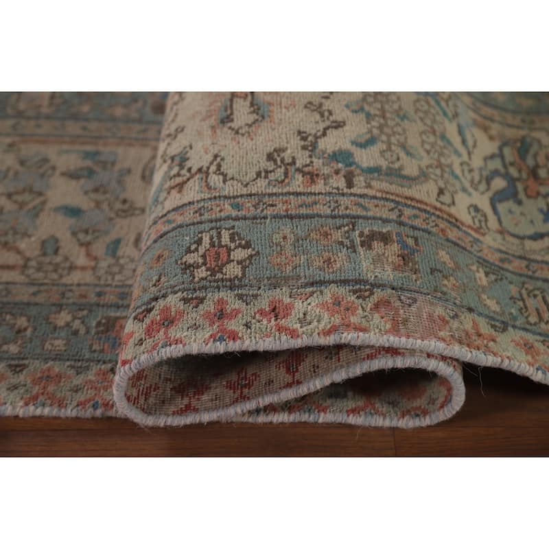 Hand Knotted Oriental 100% Wool Carpet Traditional All-Over Coral Tabriz Area Rug - 12' 4'' X 9' 1''