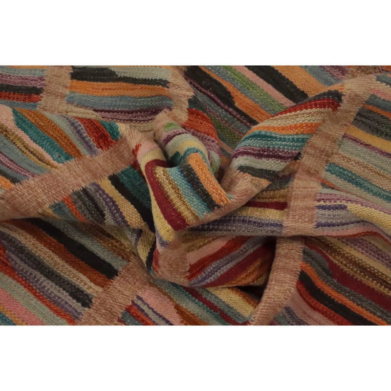 Hand Woven Oriental 100% Wool Carpet Southwestern Modern Multi-Colored Kilim Area Rug - 7' 8'' X 4' 9''