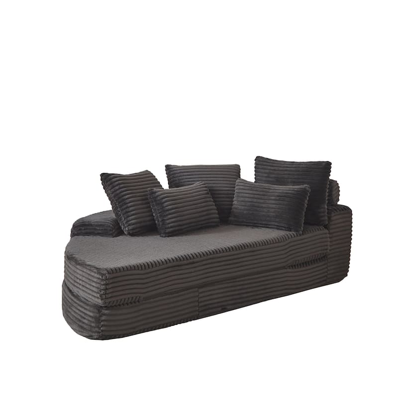 78.5-Inch Corduroy Semi-Circular 2-in-1 Sofa Bed,Designer Recliner with Pillow