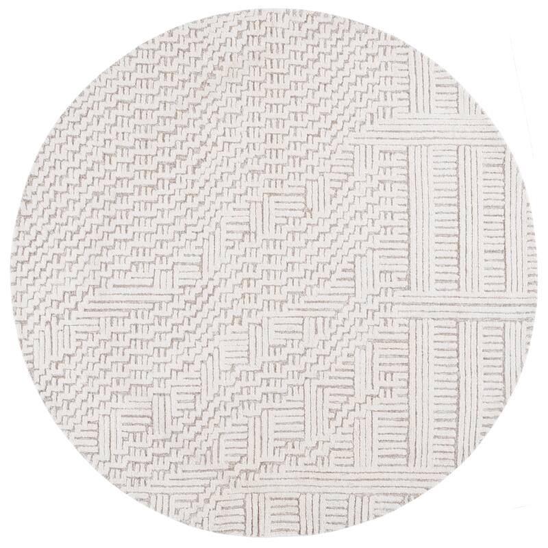 SAFAVIEH Handmade Harvest Niria Modern Contemporary Wool Rug - 6' Round - Natural/Ivory