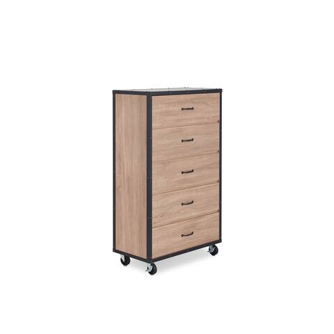 ACME Bemis Chest with 5 Drawers in Weathered Light Oak