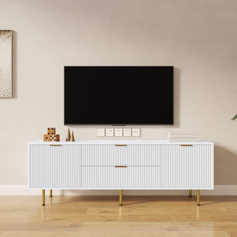 Modern warm white TV cabinet , for Living Room Bedroom - White
